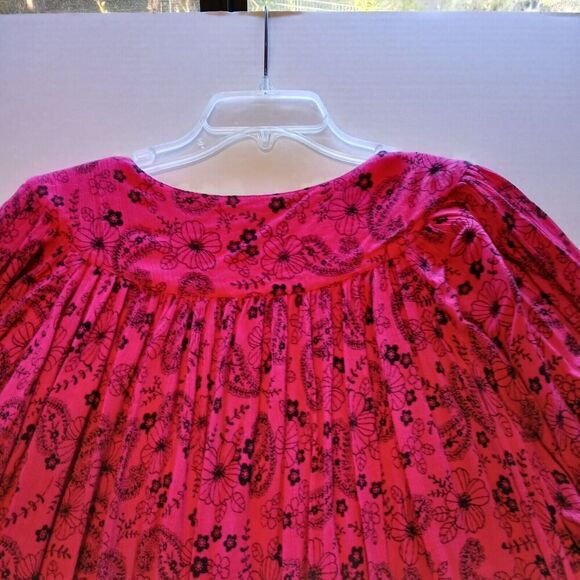 Go Softly Red Long Modest Boho Dress PXL with Short Sleeves, 100% Rayon. - Picture 2 of 13